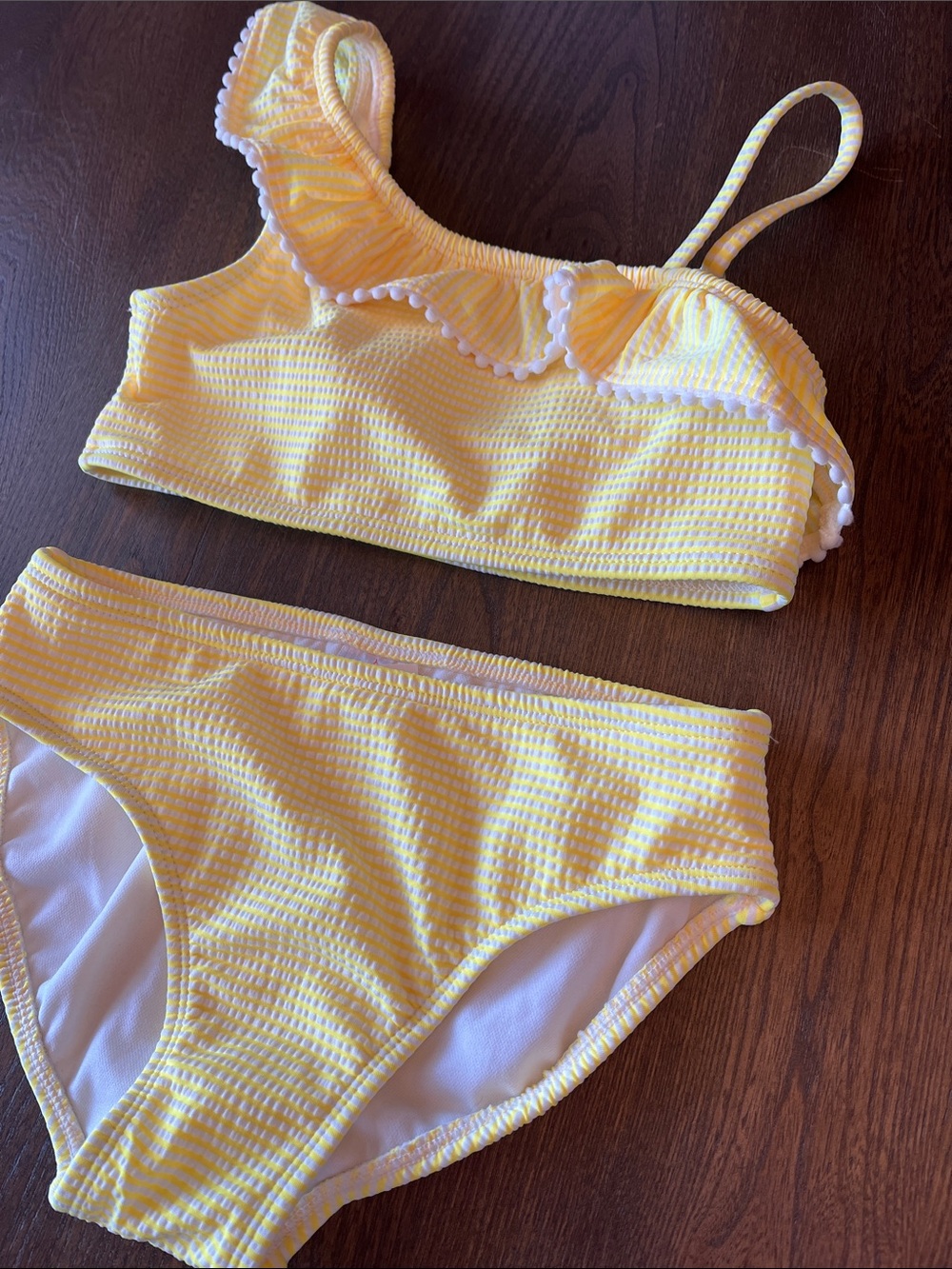 Cat & Jack Yellow Striped Ruffle One-Shoulder Bikini - Picture 4 of 4